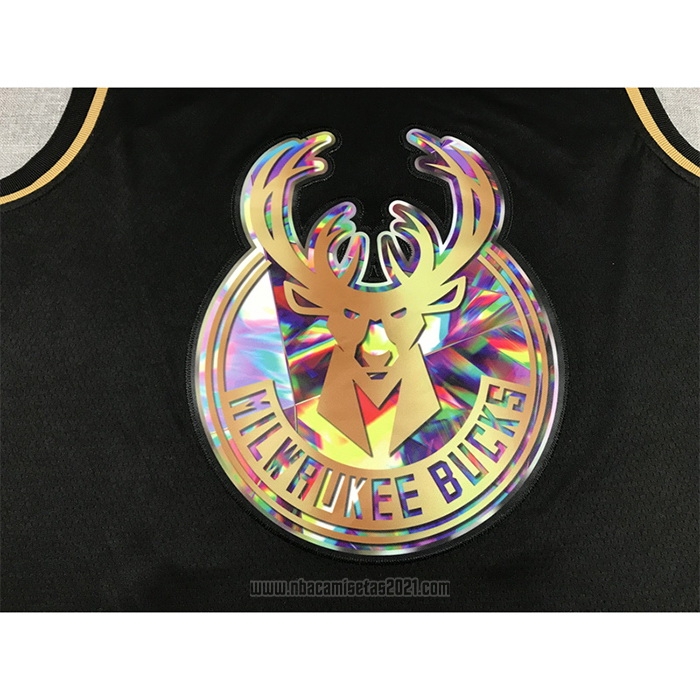 Camiseta Golden Edition Milwaukee Bucks Giannis Antetokounmpo #34 2021-22 Negro